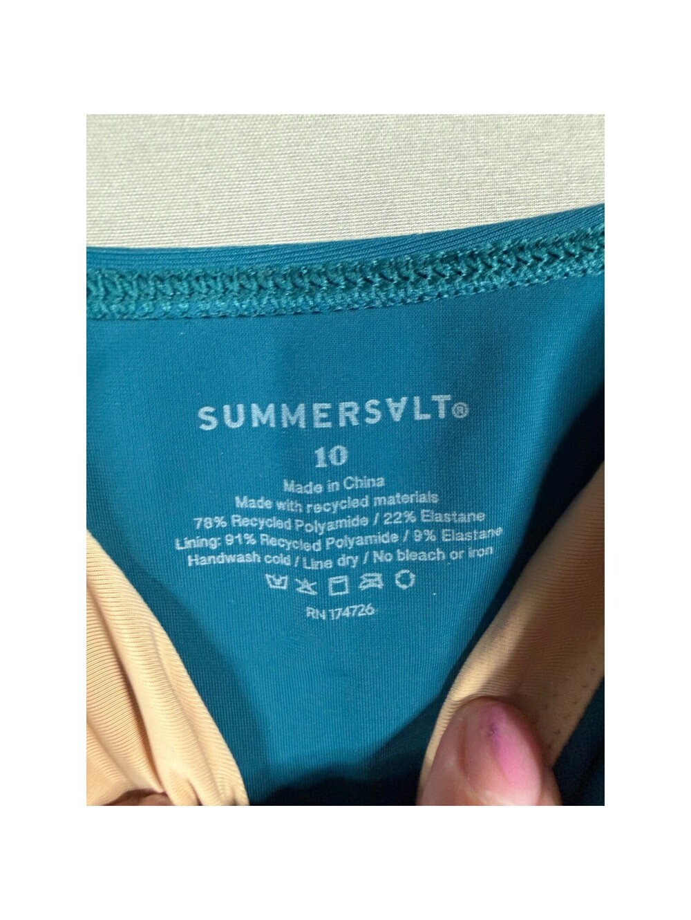 Summersalt The Ruched Backflip Tankini Top Teal Blue V-Neck Swimwear Womens 10 - Picture 3 of 4